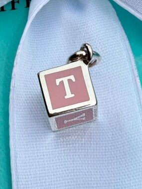 Tiffany & Co. Pink Enamel Baby Block Silver
